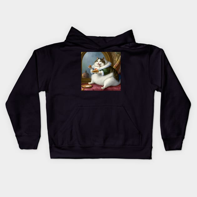 Rennaissance pie cat Kids Hoodie by Jellyworld